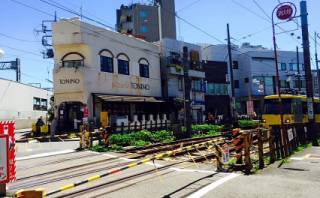 世田谷線「下高井戸」駅 の踏み切 世田谷線「下高井戸」駅 の踏み切